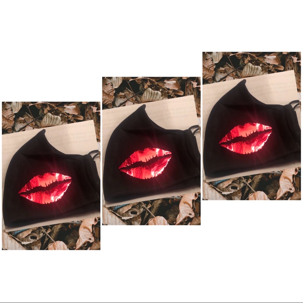 3/$18 Red Sexy Shiny Lips Black Face Masks